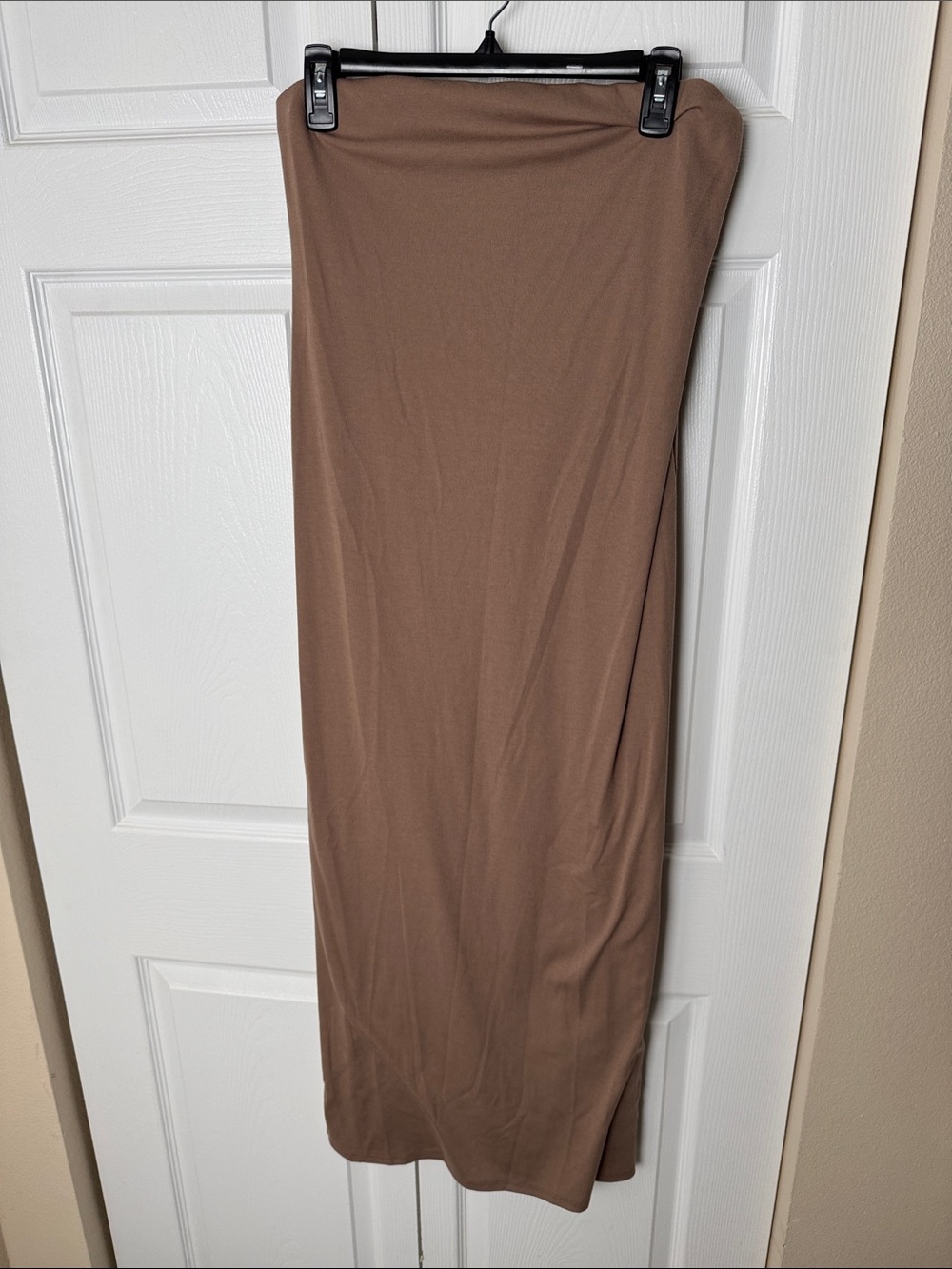 BE COOL Strapless Brown Maxi Dress